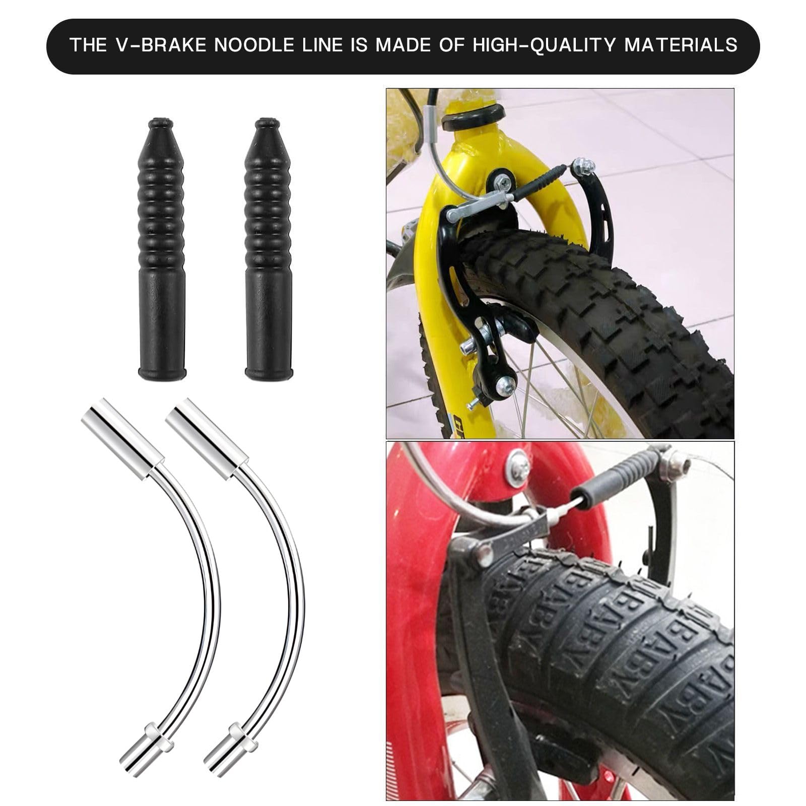 Tuyau Guide Cable Frein Velo, V Brake Noodles Guide De Câble Tube De Frein De Vélo 110° Avec Bottes Anti-poussière Et Coudes De Frein En V, Pour VTT