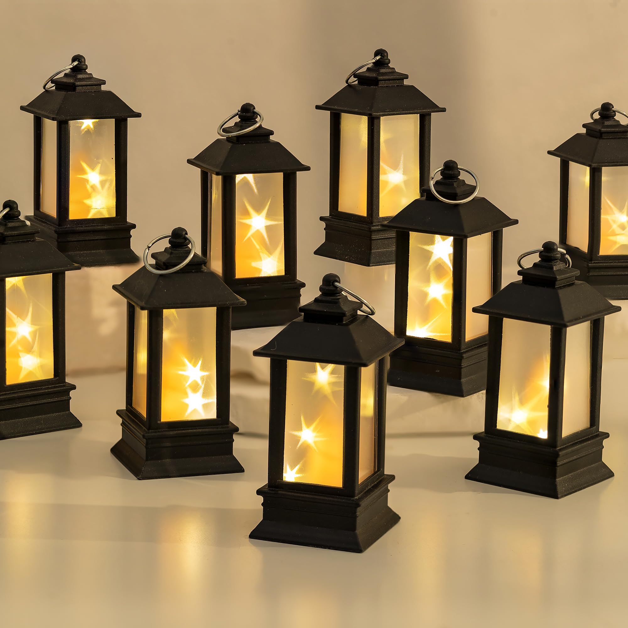Black Lanterns Decorative Indoor: 24 Pcs Starlight Mini LED Lantern for Centerpiece Table Decorations Halloween Christmas Wedding Party Camping Decor