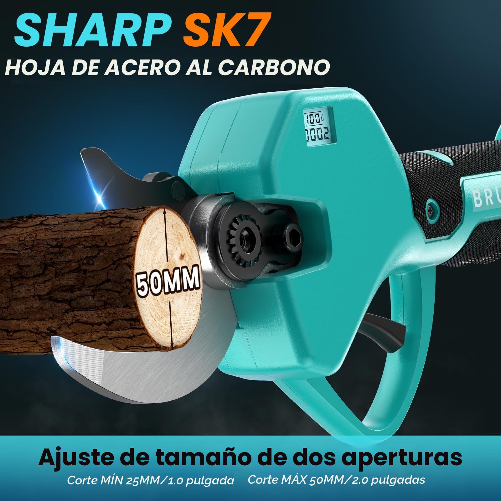 Tijeras de Podar Electricas,50mm Tijeras de Podar Bateria para Makita con 2 Baterías 2000mAh, Pantalla LCD, 900W Motor Sin Escobillas Silencioso,Profesional Tijera de Podar para Ramas,Arbustos,Troncos