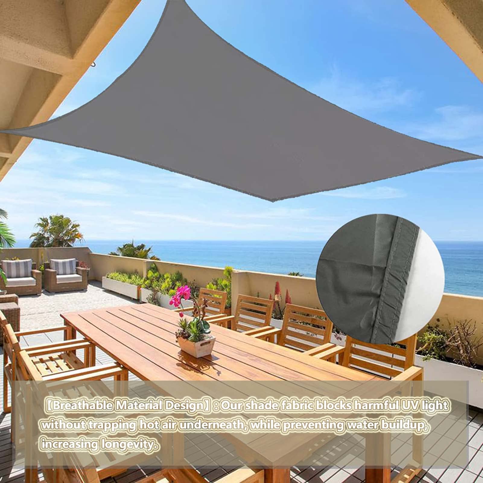 Amunpitic Sonnensegel Rechteckig Garten 6x6m, Outdoort Sonnenschutz Segel Oxford-Stoff 95% UV-Block, inkl Befestigungsseile, für Garten Terrasse 