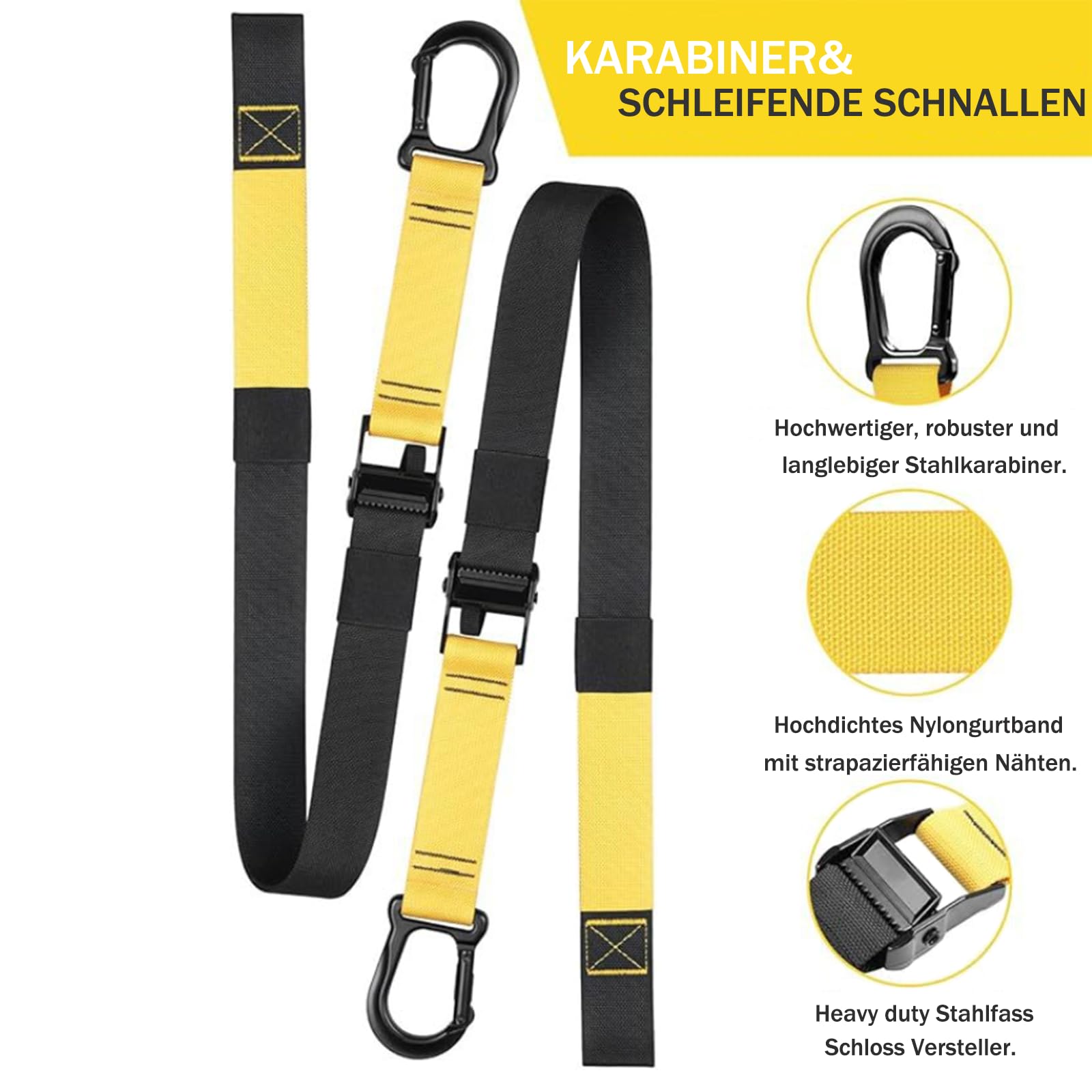 Bandas de entrenamiento de suspensión TRX1P - Correas de resistencia resistentes con nailon de alta resistencia, mosquetones de acero resistentes y ajustadores de bloqueo de barril, seguras