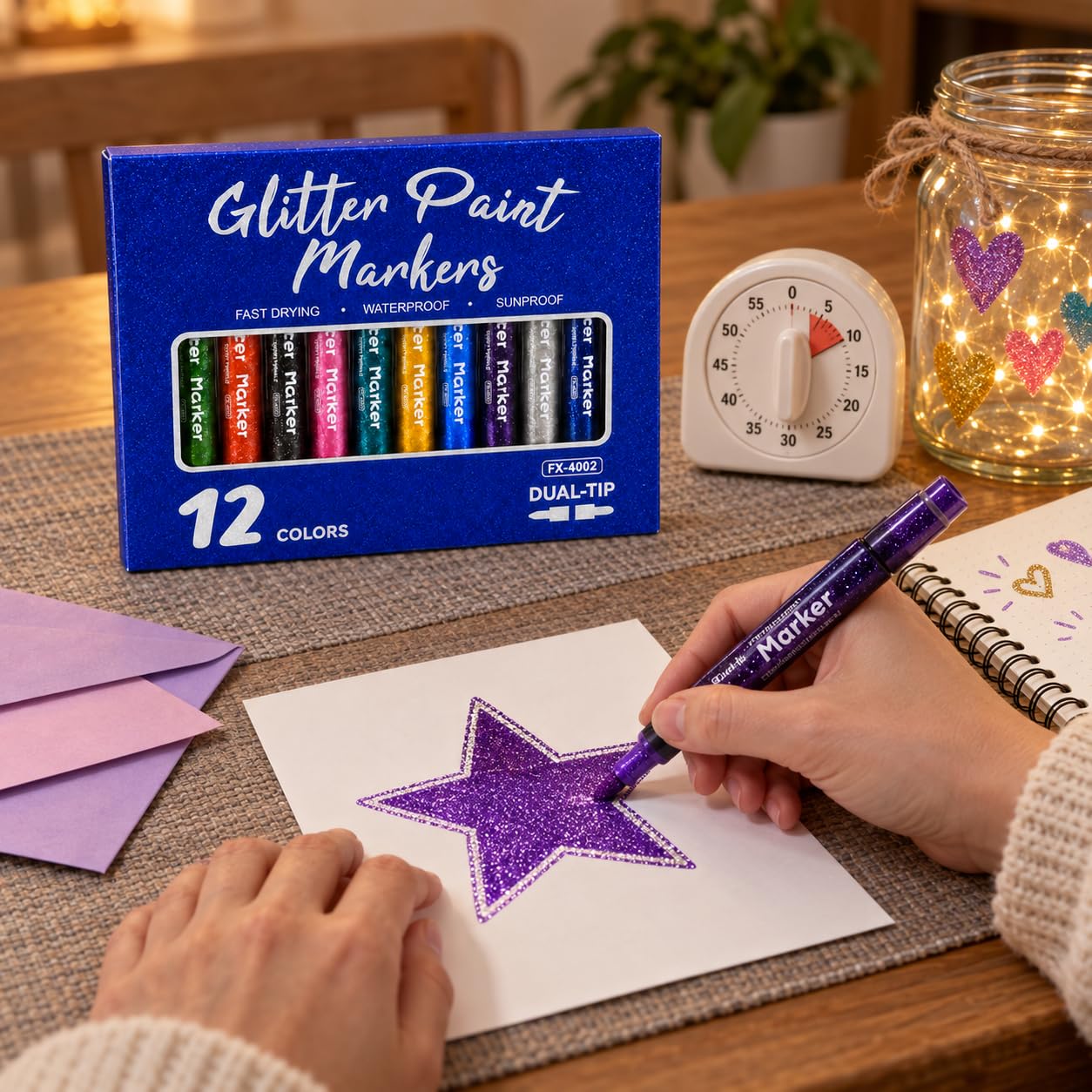 Glitzer-Marker-Set, Marker mit, 24 Farben, 3,2 cm