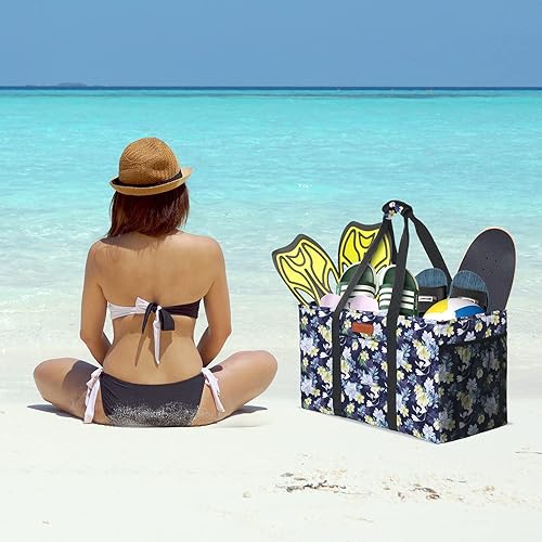 Miniatura 2 de Bolsa de playa grande bolsa de mano grande bolsas de comestibles reutilizables bolsa de mano plegable con asas