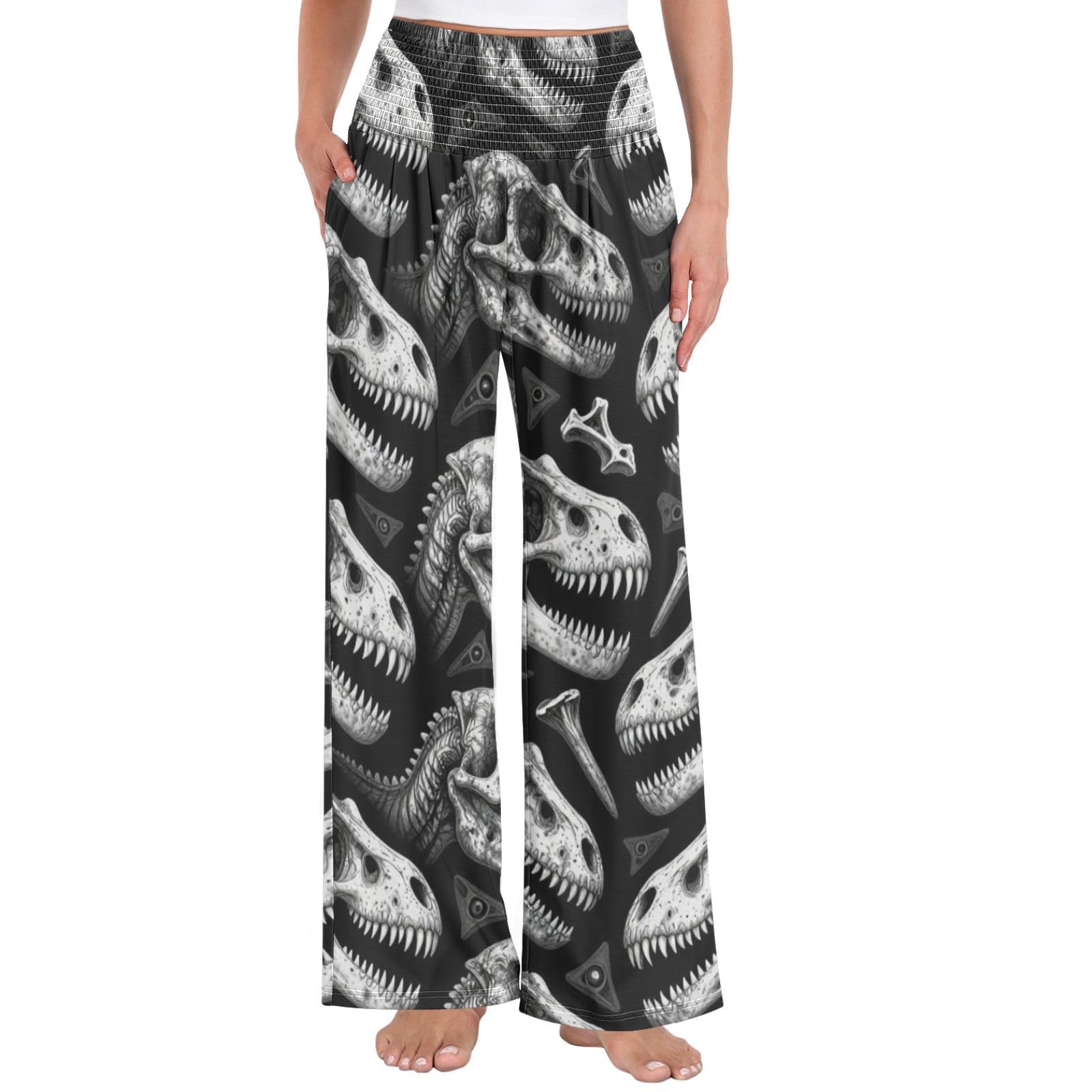Dinosaur Remains - Pantalones palazzos para mujer, ligeros, con tacto modal