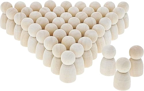 Bright Creations Muñecas de madera con clavijas, figuras de madera (1.1 pulgadas, 50 unidades)