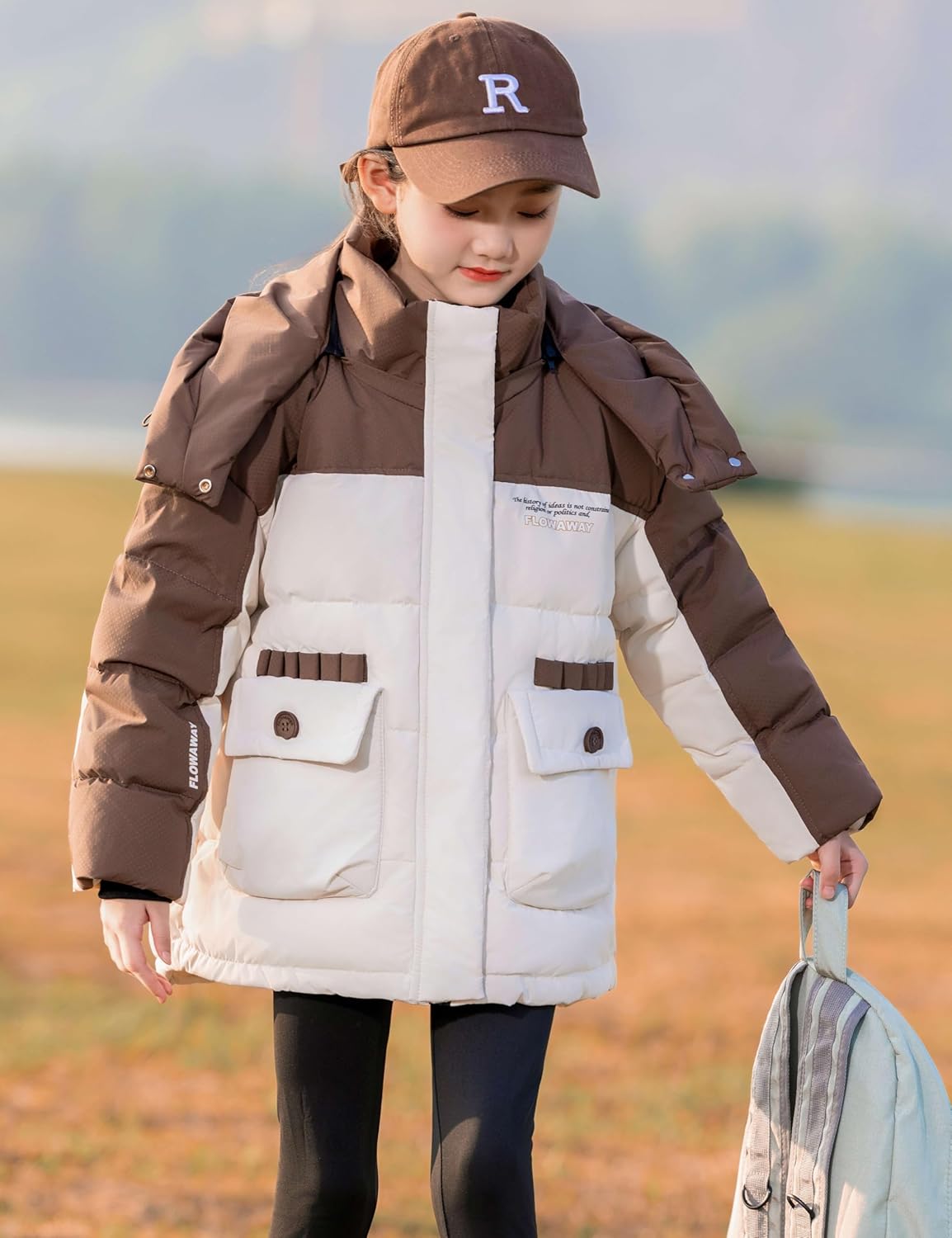 Girls Down Winter Coat Kids Hooded Padded Jackets Outdoor Insulated Puffer Outerwear