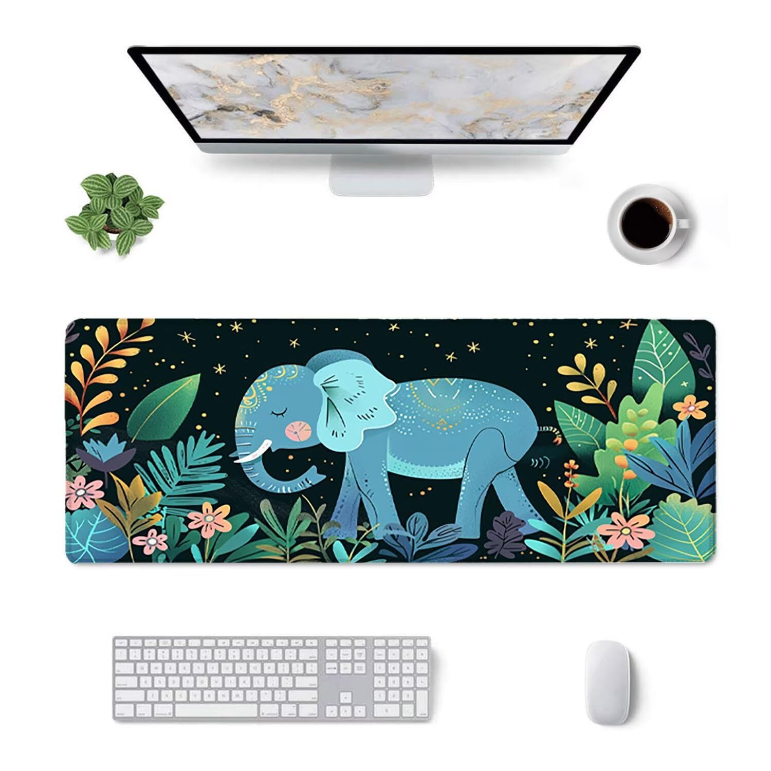 Tapis de Souris Gaming XXL (1200x600mm) - Grand Tapis Bureau Antidérapant Étanche Bords Cousus Caoutchouc Naturel pour Gamer PC Portable Bureau - Précision Vitesse Confort comme Mignon G-852