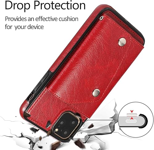 Miniatura 6 de LUVI Funda con tarjetero para iPhone 11 Pro con correa para el cuello, cadena cruzada, correa de muñeca, funda protectora con ranura para tarjeta de