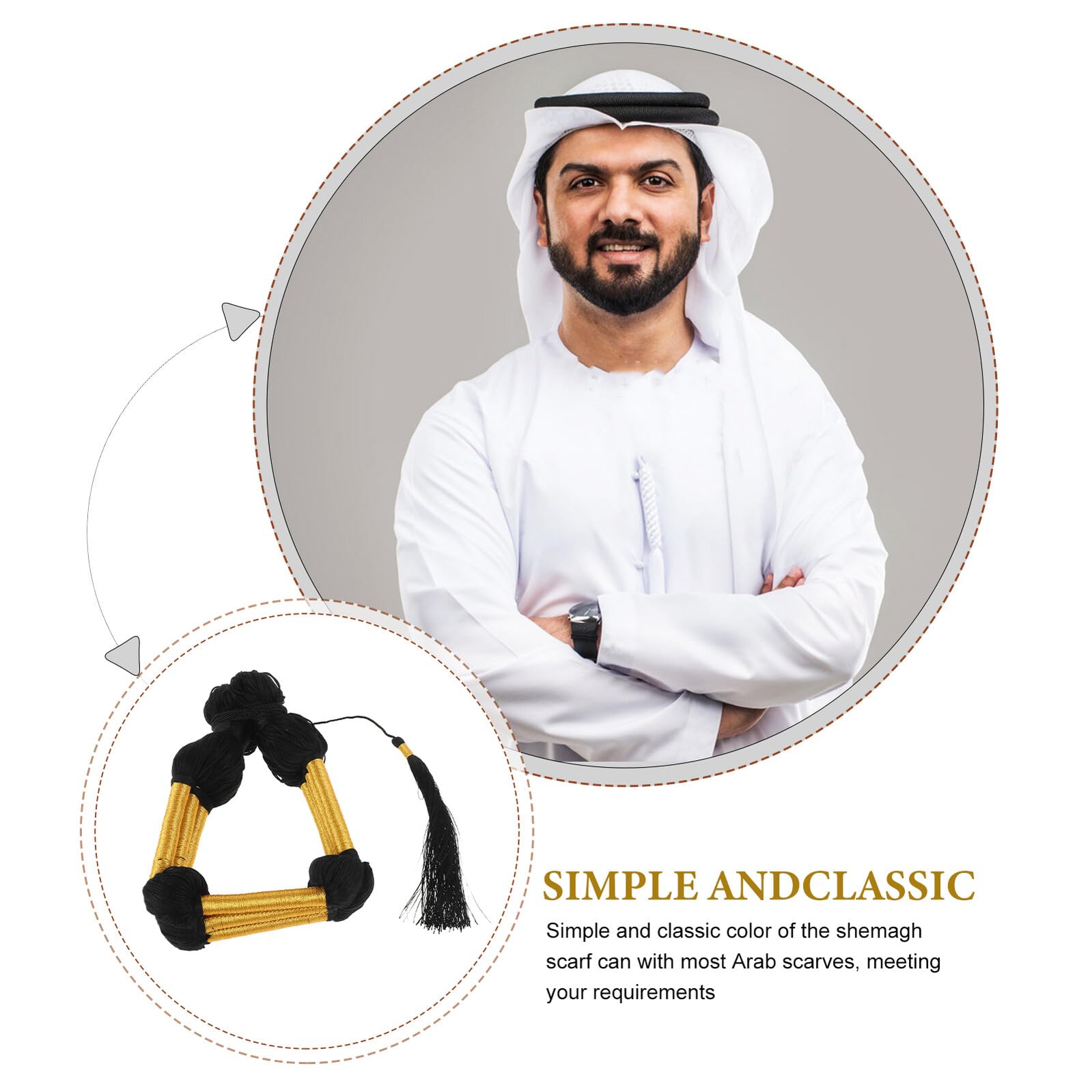 Uonlytech Foulard Arabe en Corde pour Homme, Accessoire Cheveux Polyvalent en Fil de Coton Polyester, Style Chic Classique pour Diverses Occasions