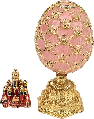 Egg Shape Metal Jewelry Box Carved Delicate Decor Small Gifts Buckle Contained Boxes Castle Ablaze Egg Shaped Golden Edge Exquisite Furnishings
