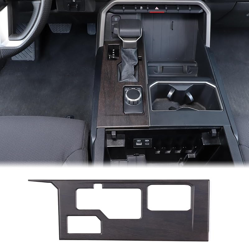 Moldura de Acabamento do Painel do Câmbio para Toyota Tundra e Sequoia 2022+, Padrão Madeira de Carvalho, sem 4WD, Aunginsy