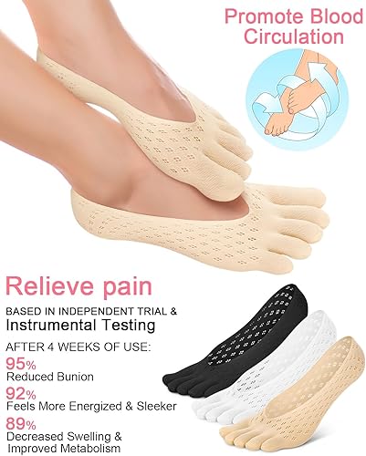 Miniatura 2 de 6 pares de calcetines de alivio de juanetes, calcetines de alineación de los dedos, calcetines de compresión para dedos de los dedos, calcetines de