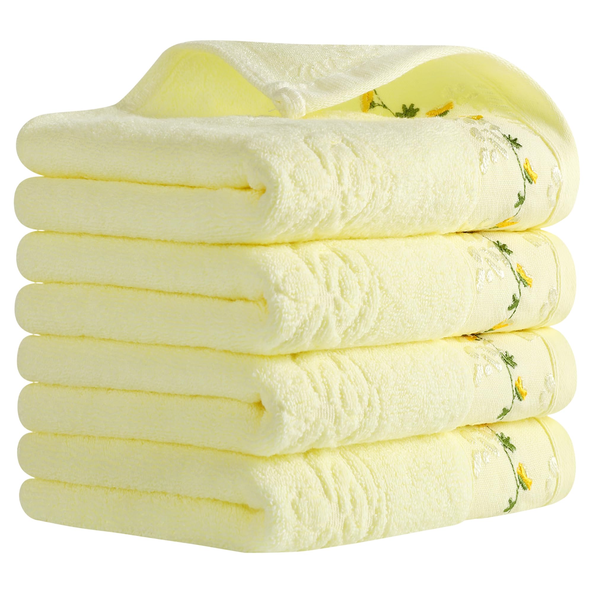 HMETOL Soft Absorbent Floral Embroidered Hand Towels for Bathroom Kitchen