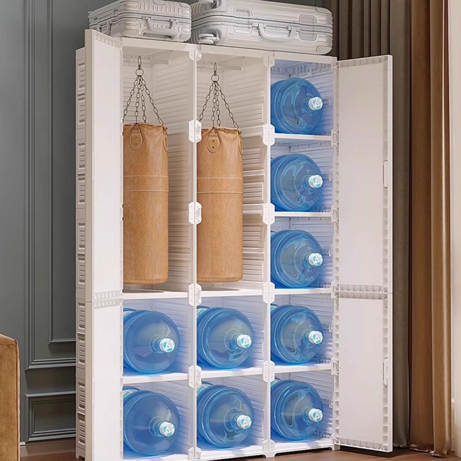 Armario Plegable, con estantes de Madera y plástico Duro. Diseño Totalmente Cerrado con(105 * 51 * 170cm)
