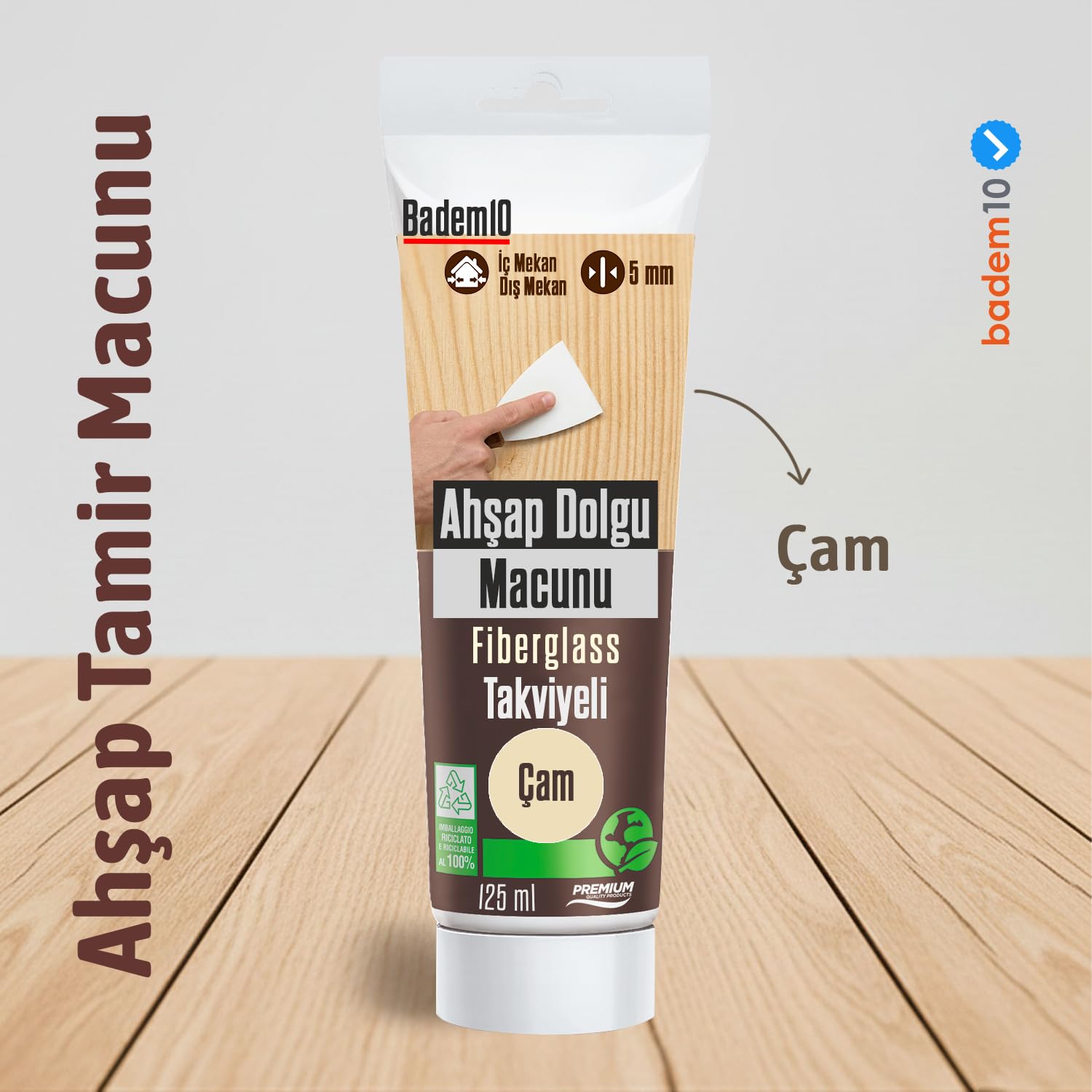 Ahşap Parke Tamir Macunu ÇAM RENK Mobilya Masa Dolgu Çatlak Çizik Giderici 125 ML