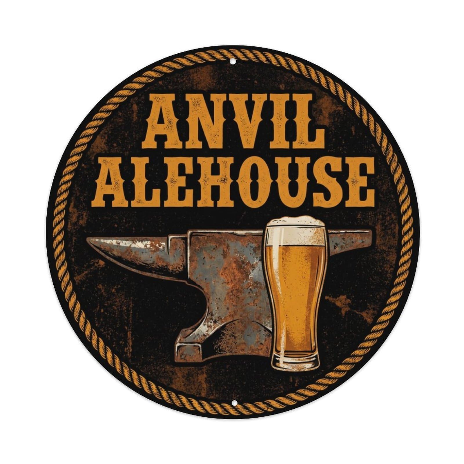 Vintage Beer Western Cowboy Anvil Alehouse Retro Bar for Pub Metal Tin Sign