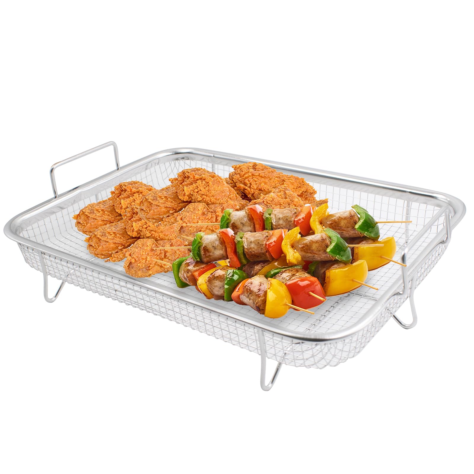 Panier Grille-Four Navaris En Inox - Pour Frites, Poulet, Légumes - Cuisson Air Rotatif Sans Huile