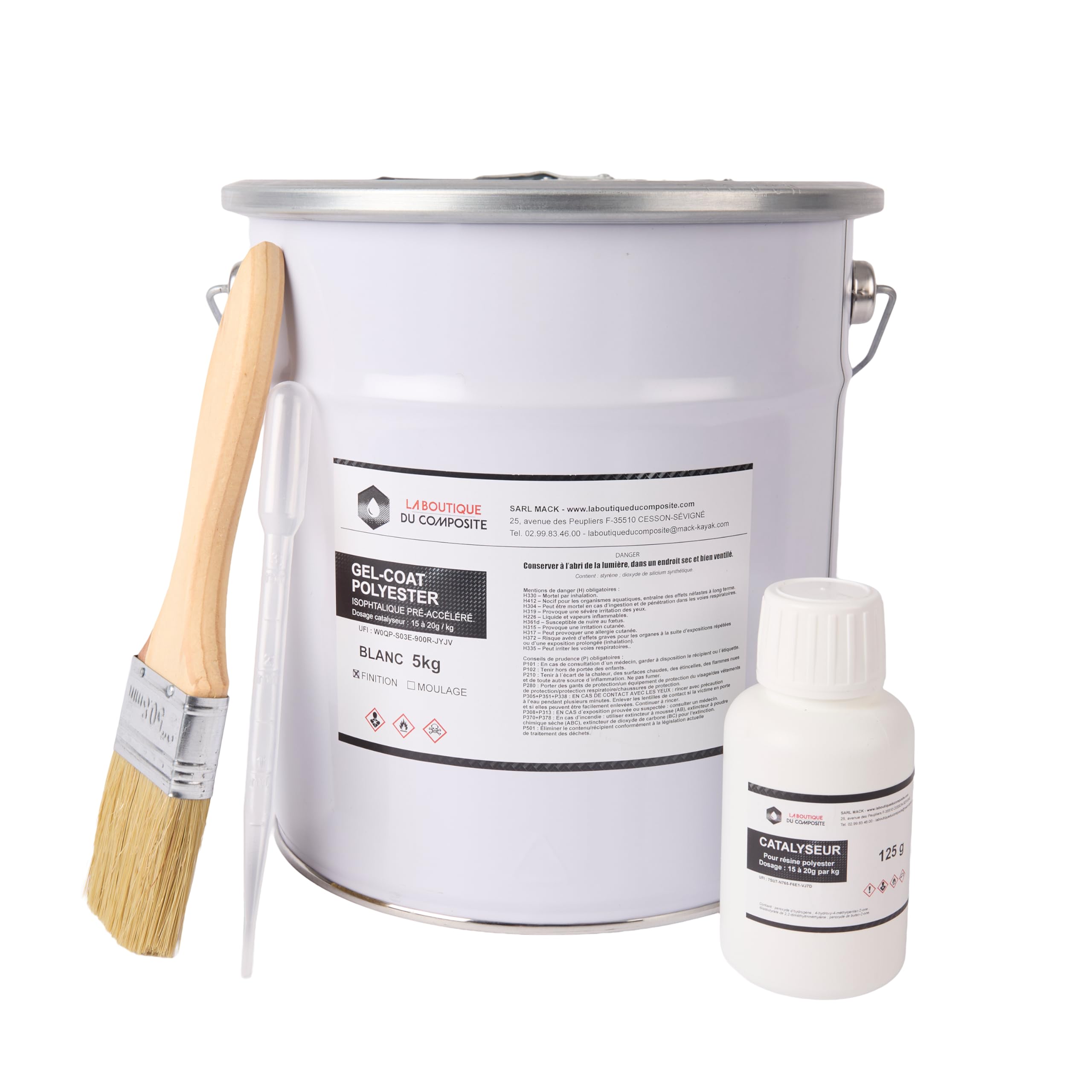 Gel Coat 5kg pour Bateau Fibre de Verre + catalyseur