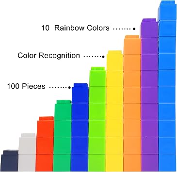KUTOI Math Manipulatives Counting Cubes, Educational Math Linking Cubes, Classroom Toys Kindergarten Learning Materials Homeschool Supplies,Set of 100 Math Cubes for Kids Ages 3+