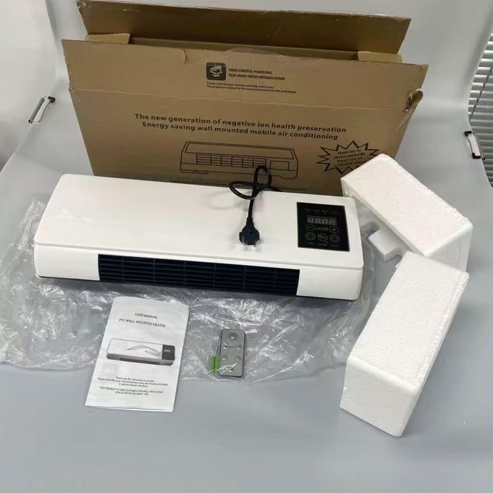 Aire Acondicionado Portátil De 2000W, Frío/Calor Regulable, Control Remoto Y Temporizador De 8 Horas, Aire Acondicionado Montado en la Pared de Doble Uso for casa u oficina,White