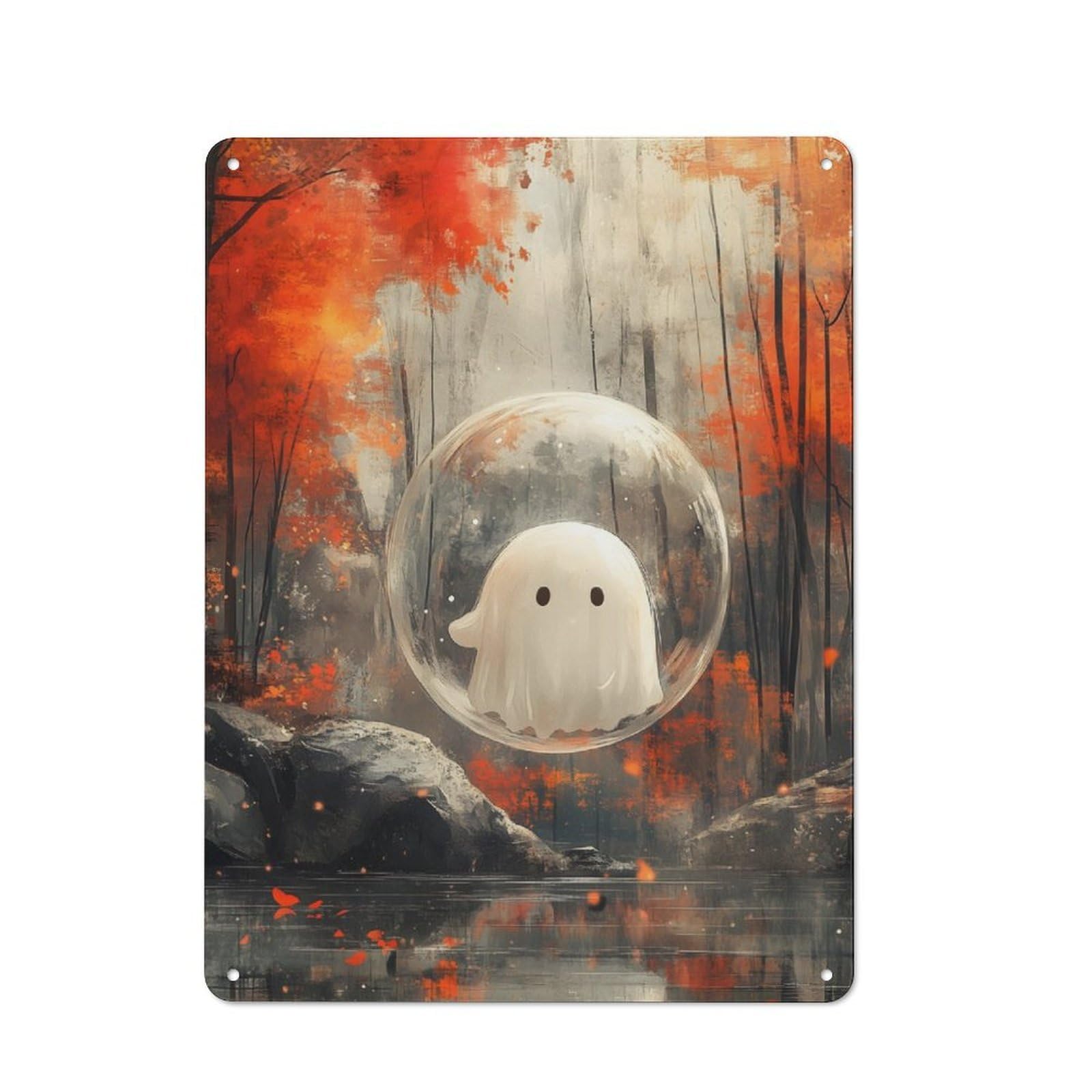 Junmoney Ghost In A Bubble 40X30cm Retro Metal Sign With For Café Or Restaurant, For Collectors Decorating Cafés And Restaurants
