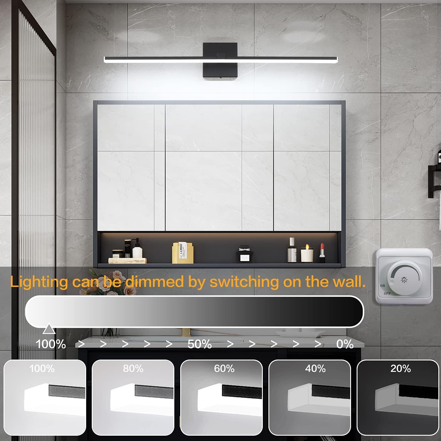 ZUZITO Bundle 24 inch with 30 inch Dimmable LED Modern Vanity Lights for Bathroom Over Mirror