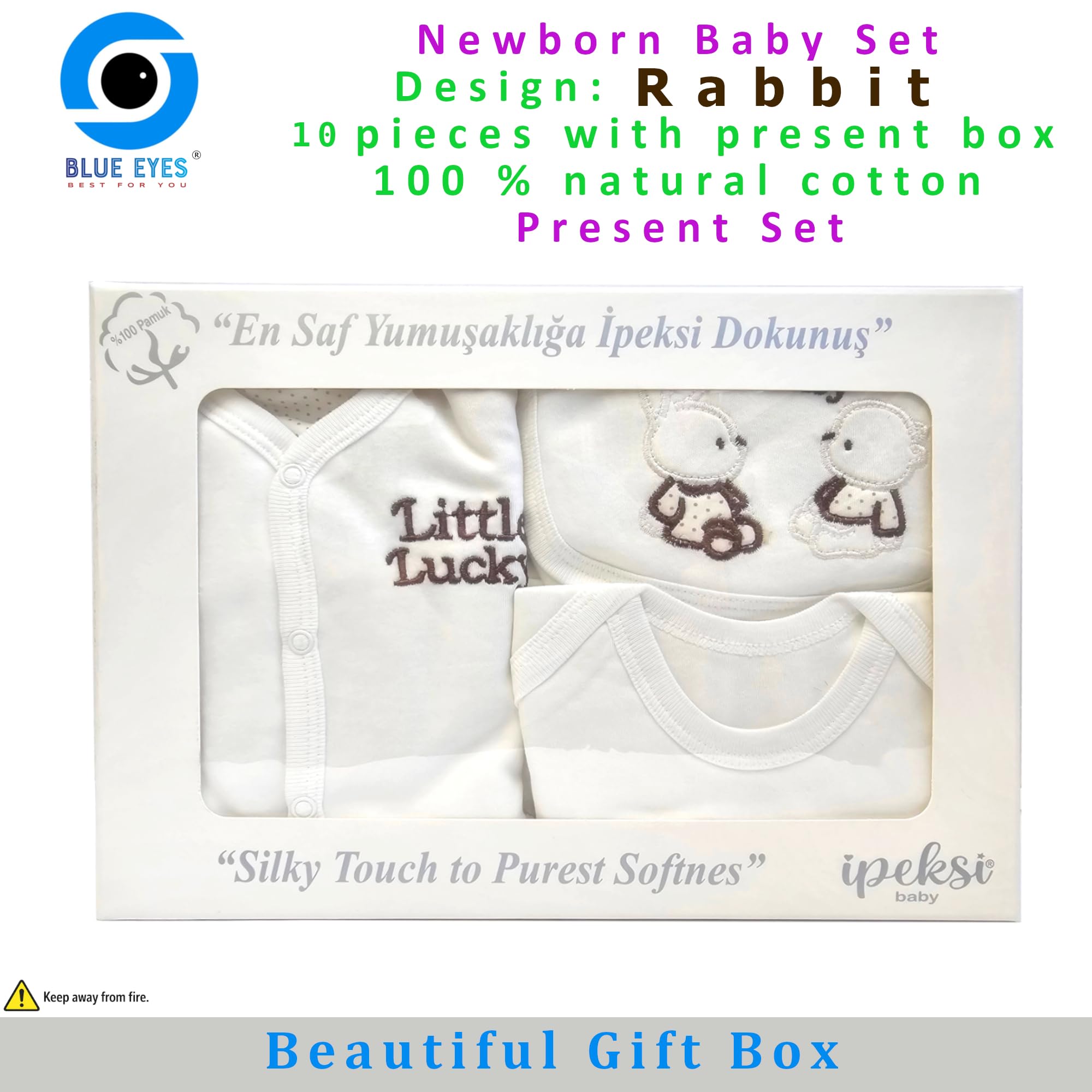Blue Eyes Set Regalo Neonato 10 Pezzi in Cotone