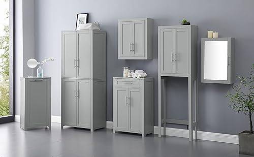 Miniatura 10 de Crosley Furniture Savannah - Armario de pared con espejo, color gris Gris,Blanco