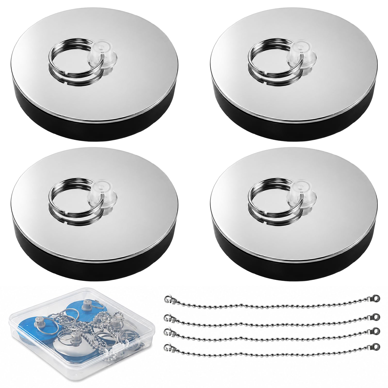 4PCS Bath Plug and Chain Rubber 53-56mm Sink Plug Replacement Universal — image 1