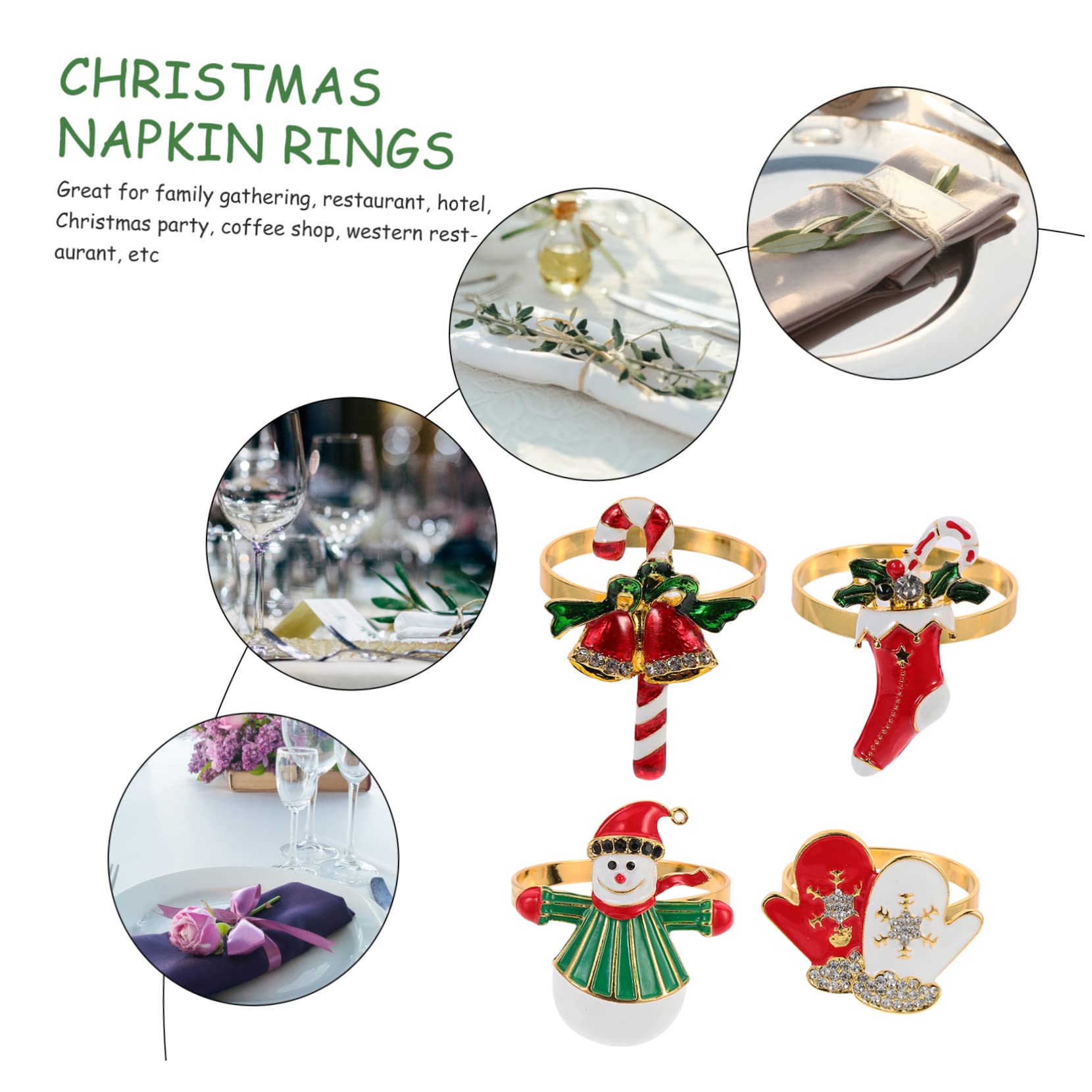 TOPBATHY 3 Sätze Weihnachtsserviettenschnalle Christmas Decorations Table Weihnachtsdeko Schreibtisch Perlmutt-serviettenringhalter Weihnachtsdecke Weihnachten Serviettendekor 4 Stück * 3