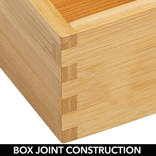 Miniatura 5 de mDesign Contenedor de almacenamiento de bambú, cajas organizadoras de cajones para armario de despensa de cocina, estante, isla o encimera, sostiene