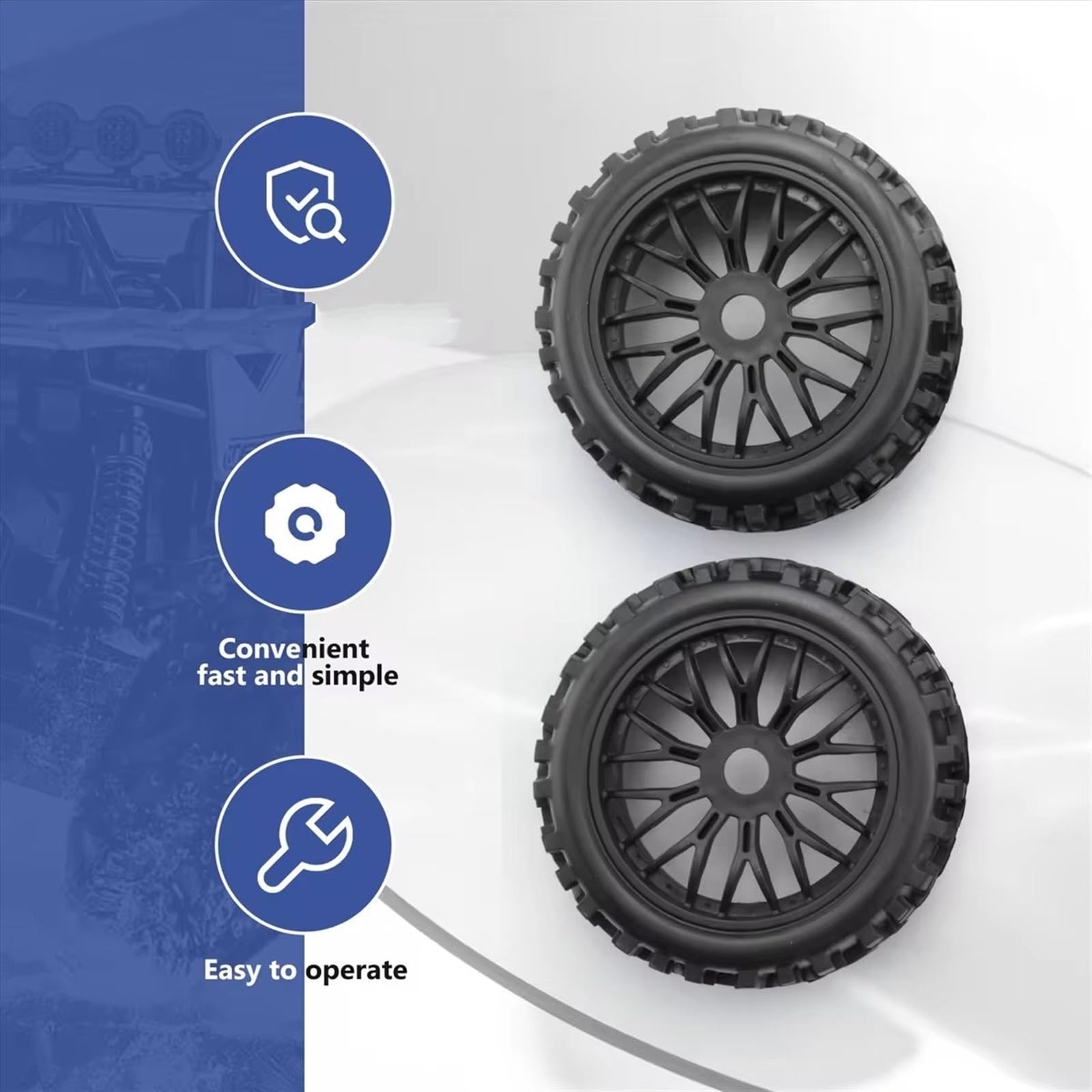 4 Piezas De Ruedas Y Neumáticos con Llantas Hexagonales De 17 Mm, Escala 1/8, para Coche Todoterreno RC, Accesorios De Actualización Coche para Buggy Neumáticos RC