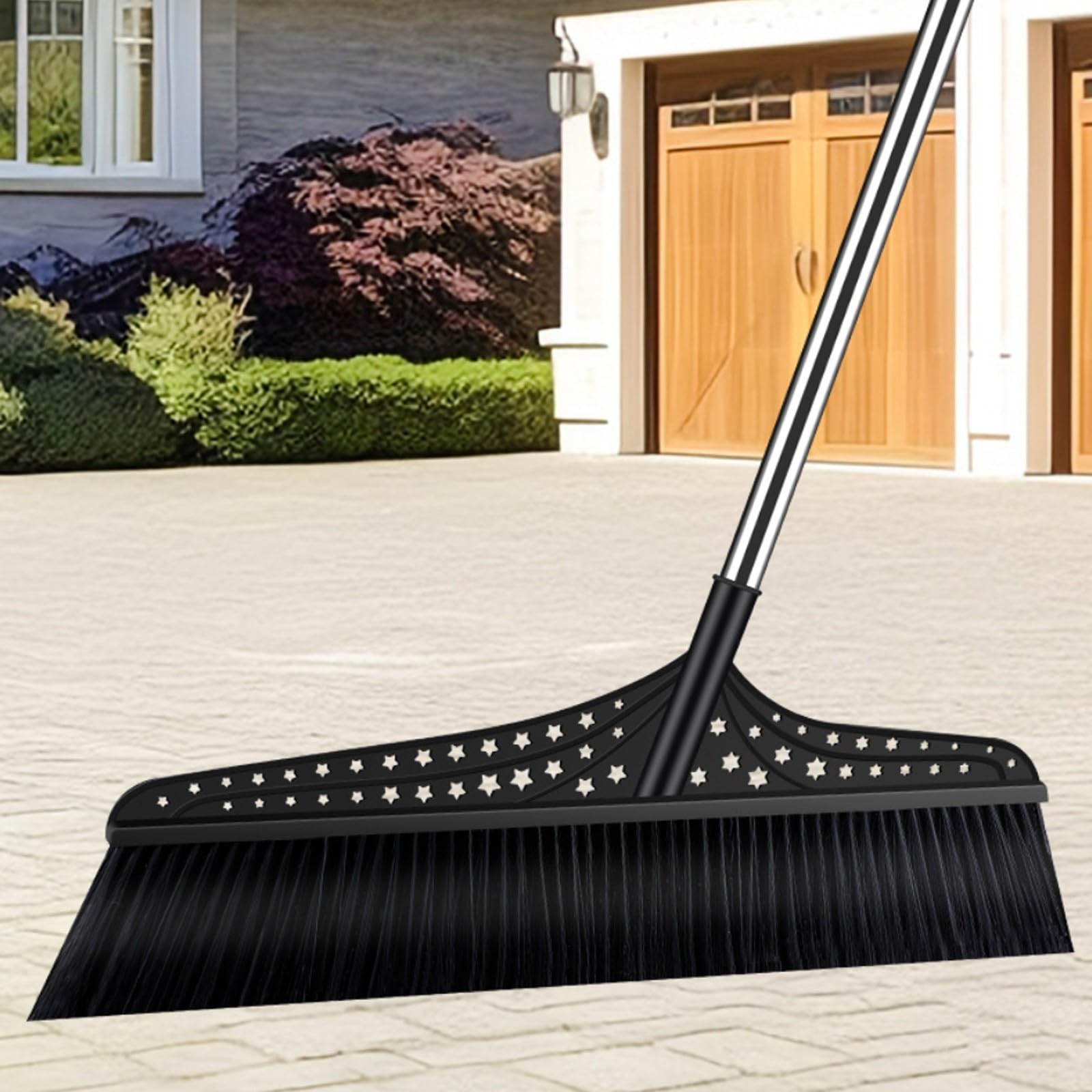 Scopa a spinta per esterni, scopa resistente con setole dure, scope per spazzare all'esterno per vialetti, garage e grandi spazi(Black,50cm)