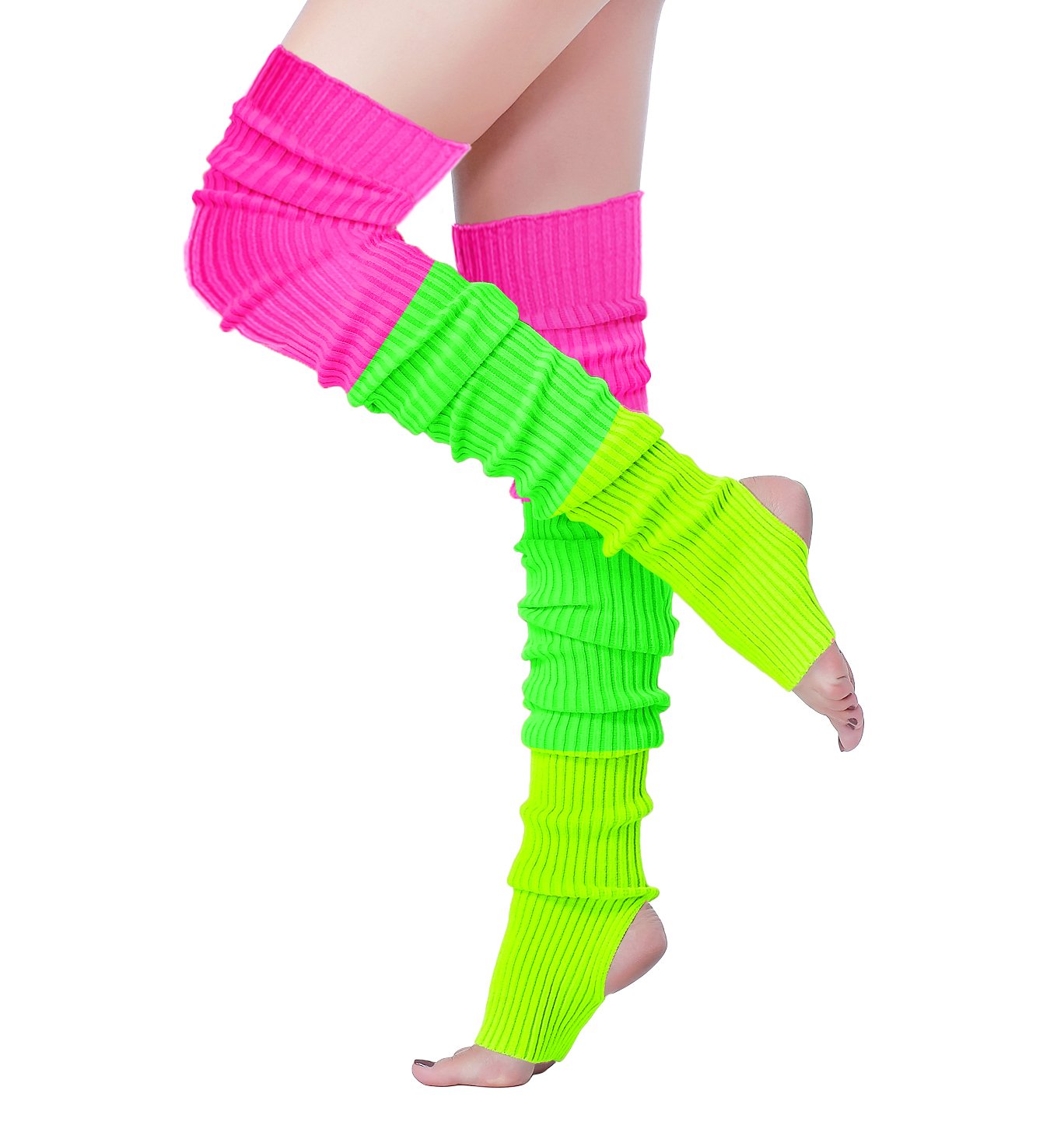 v28 Women’s Neon Knit Leg Warmer for 80s Party Dance Sports Yoga