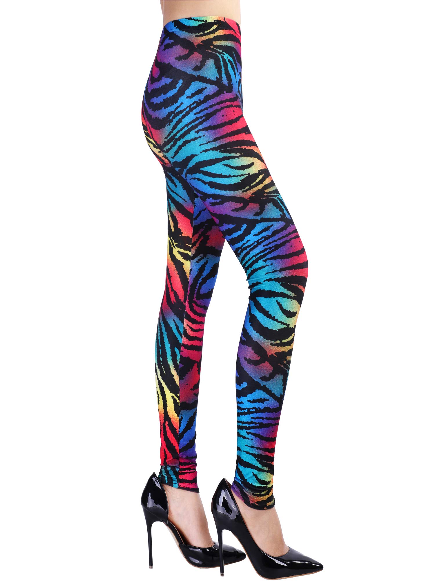 80s Leggings for Women 80s Rock Soft Printed Leggings Style Neon Pants for Women