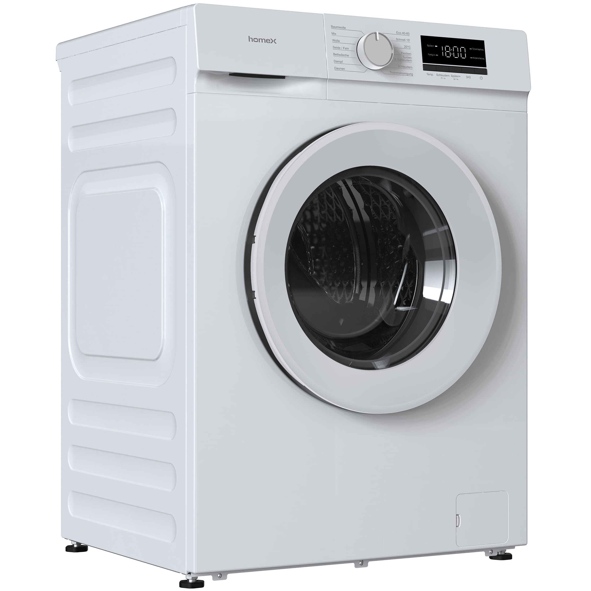 homeX Waschmaschine 6kg Frontlader 1000 U/Min Energieklasse A AquaStop Inverter Motor 14 Programme 74 dB 39 cm Tiefe 90°C weiß WF610K1A-W