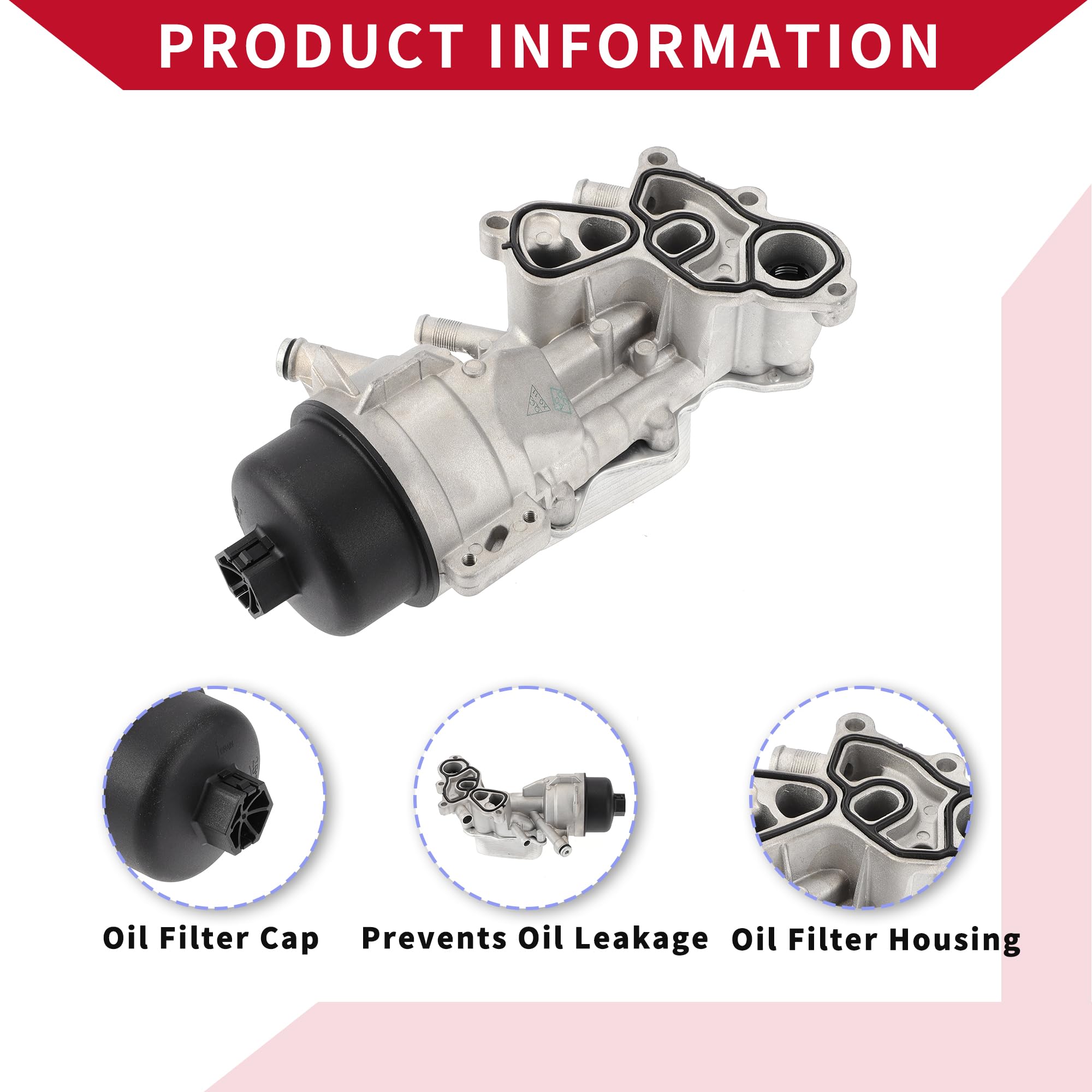 Base De Filtro De Aceite Del Motor No.11427552687 Con Juntas Tóricas Y Empaques Para Mini Cooper/Enfriador De Aceite Delantero/Actualizado En Aleación De Aluminio 1 Unidad