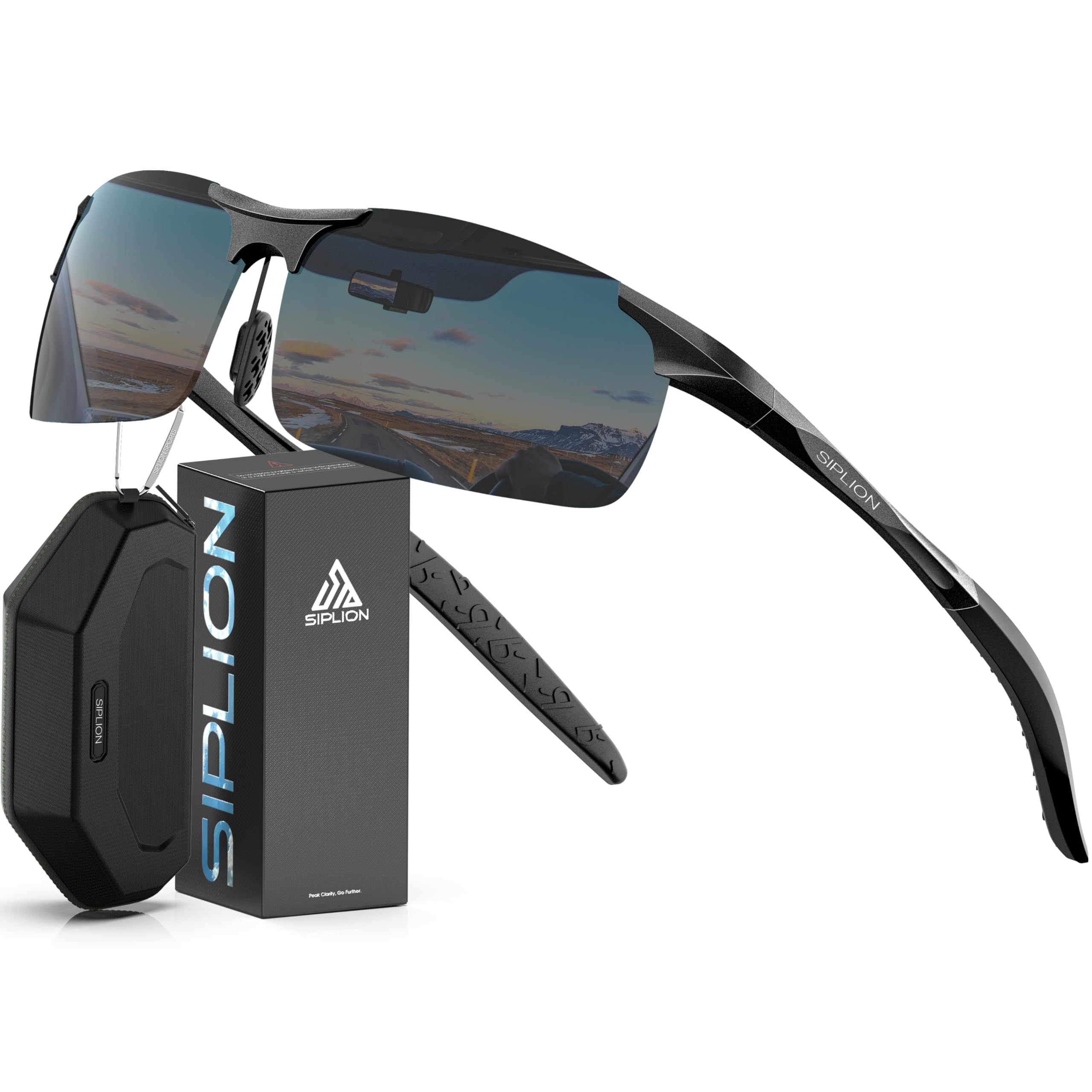 Polarized Sunglasses Men Sports: UV Protection Ultra Light Al-Mg Metal Frame Ideal For Driving Fishing Running Golf
