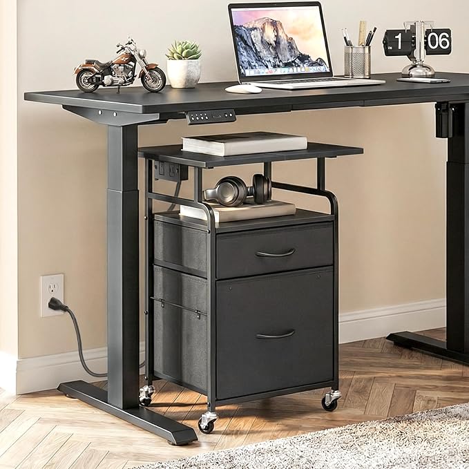 Mesa para impresora HOOBRO con cajones y estación de carga negra miniatura 8