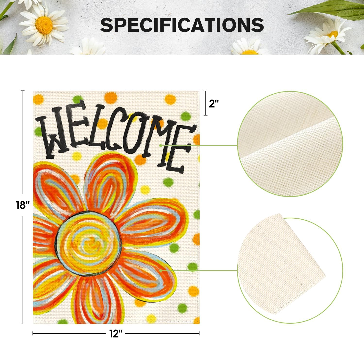 AVOIN colorlife Summer Floral Garden Flag 12x18 Inch Double Sided Outside, Welcome Seasonal Polka Dots Yard Outdoor Flag - Image 5