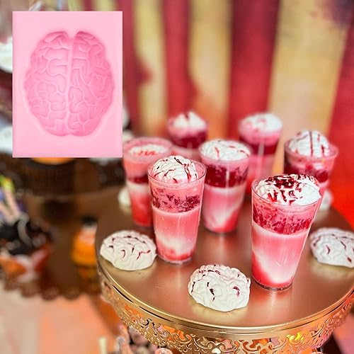 Miniatura 9 de Moldes de silicona para el cerebro, 2 unidades, velas de cerebro de chocolate para decoración de pasteles, dulces, decoración de cupcakes, pop,