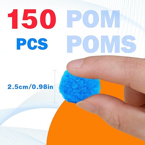 Miniatura 50 de MORFEN 150 pompones, pompones rojos de 1 pulgada para manualidades, bolas de pompón mullido, pequeños pompones para proyectos de manualidades, artes