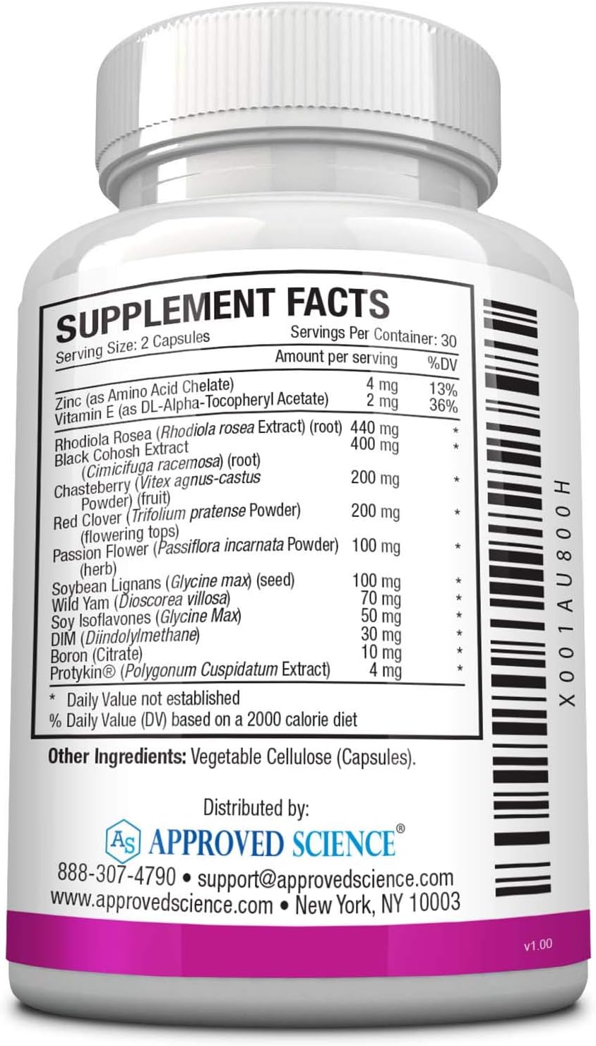 Approved Science Menoprin - Menopause Support - Protykin, Black Cohosh - 60 Capsules - 1 Bottle Menoprin Day - Vegan