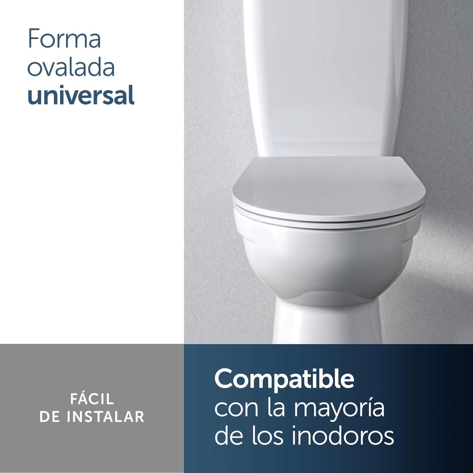 Ideal Standard Tirso Asiento de inodoro universal con mecanismo de cierre suave, extraíble de forma ovalada para una fácil limpieza, hecho de polipropileno reciclado – Blanco (365x425 mm)