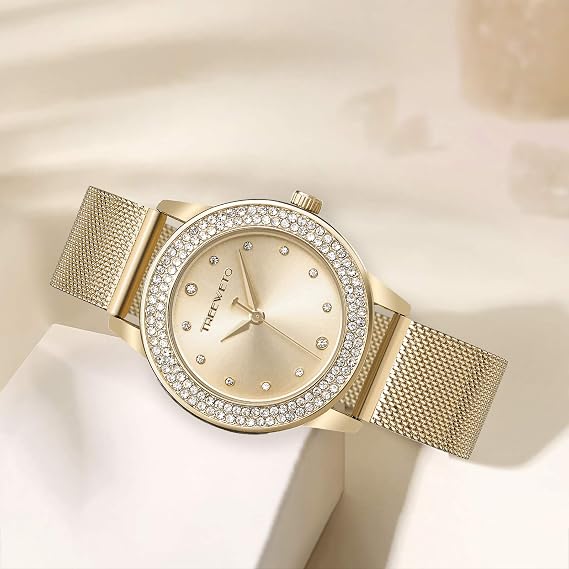 Orologio Donna TREEWETO Quarzo Oro Rosa | Quadrante Cristalli, Cinturino In Acciaio Inox, 33 Mm - 2