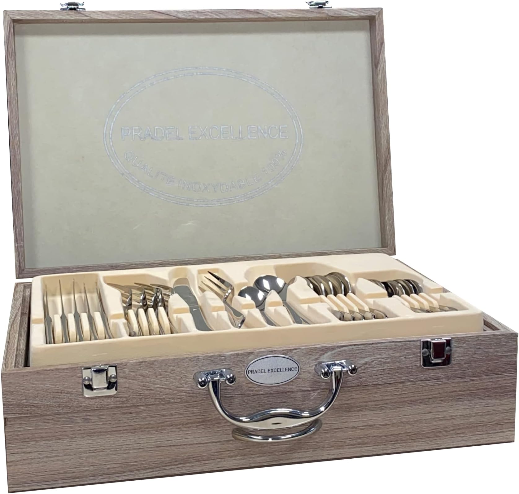 Pradel Excellence D 570–48 Cutlery Set 48–Piece Set in Case, 37.5 x 28.5 x 11 CM