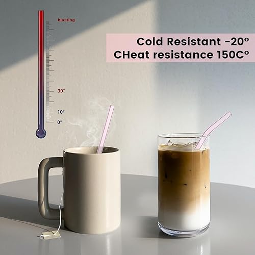 Miniatura 3 de Pajitas de vidrio reutilizables para beber pajillas de vidrio reutilizables para atardecer, pajitas de vidrio dobladas, pajitas de café de 8