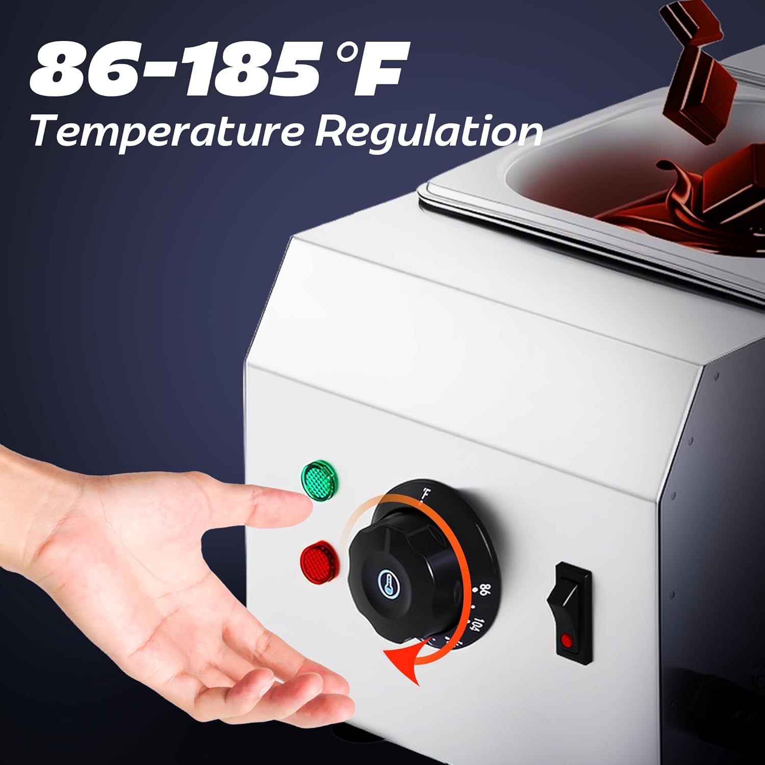 Chocolate Melting Machine with 2 Tanks, 1KW Electric Chocolate Tempering Pot, Chocolate Warmer Fondue with Temperature Control for Chocolate Cheese Soup Melting and Heating