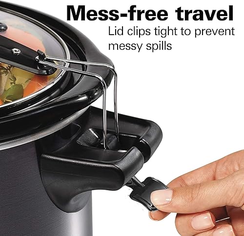 Miniatura 6 de Olla de cocción lenta portátil de 6 cuartos - con bloqueo de tapa, sonda de temperatura