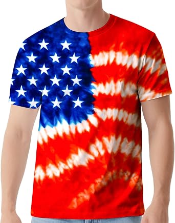 Mens Tie Dye Shirt Hipster Hip Hop Short Sleeve Hippies Senior Tees T Shirts for Men